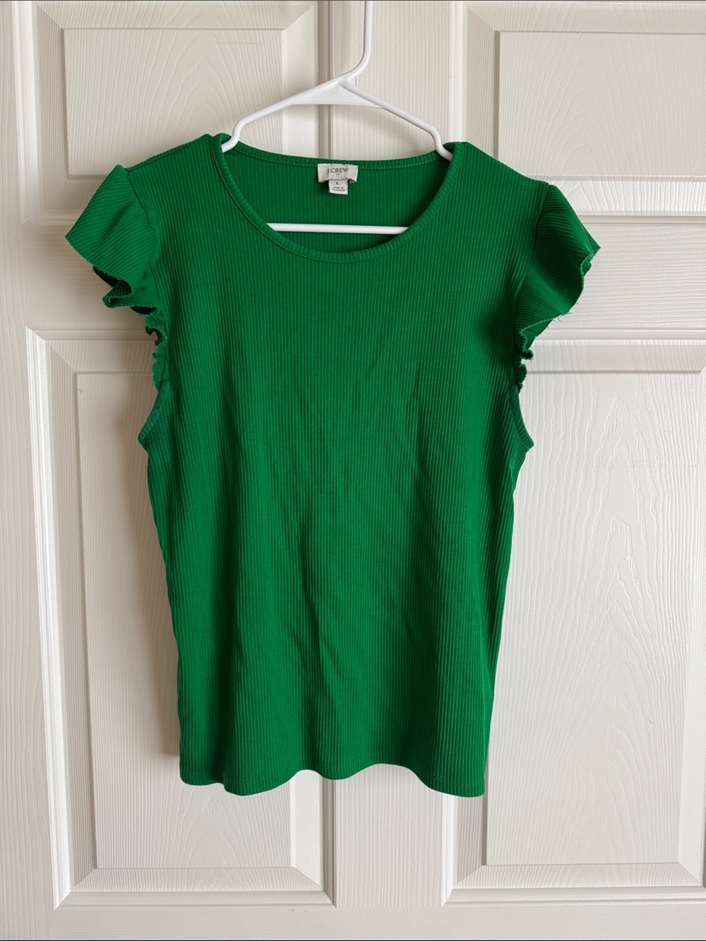 J. Crew Emerald Ribbed Flutter-Sleeve Tee